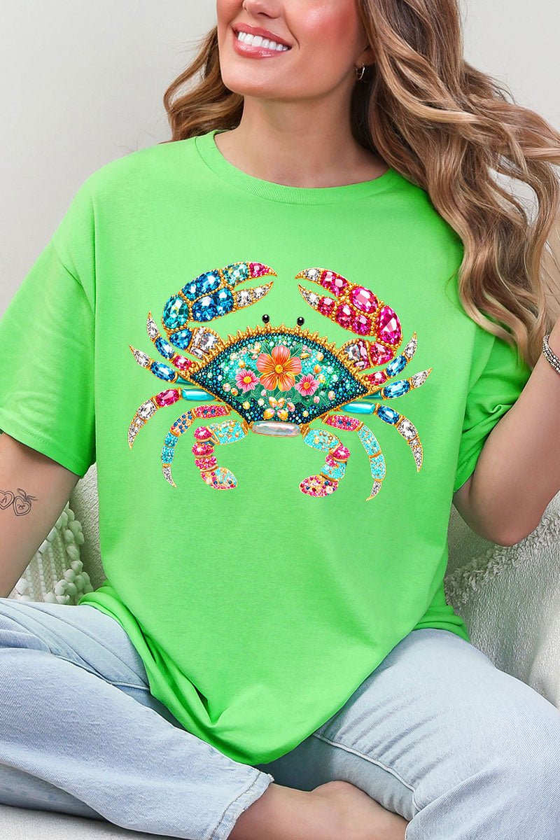 Seaside Sparkle Crab Short Sleeve Relaxed Fit T-Shirt - Wholesale Accessory Market