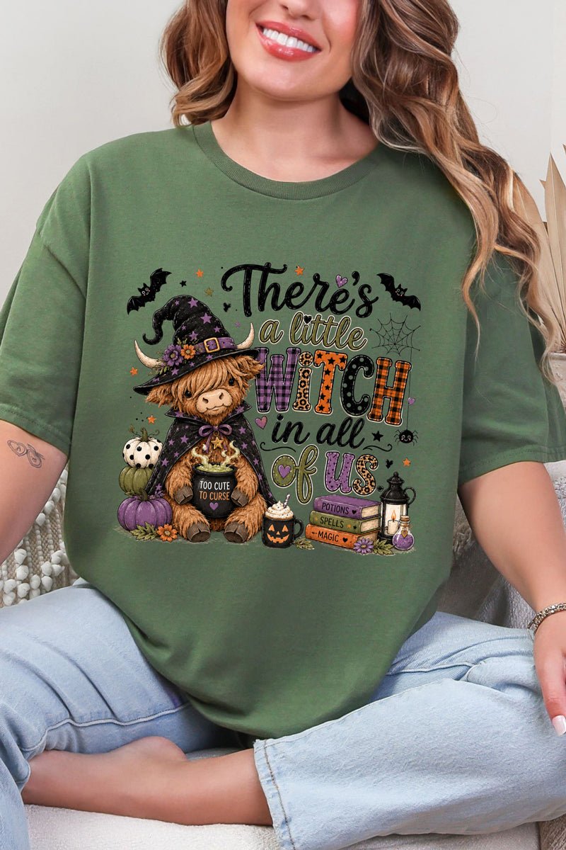 Little Witch Highland Cow Short Sleeve Relaxed Fit T-Shirt - Wholesale Accessory Market