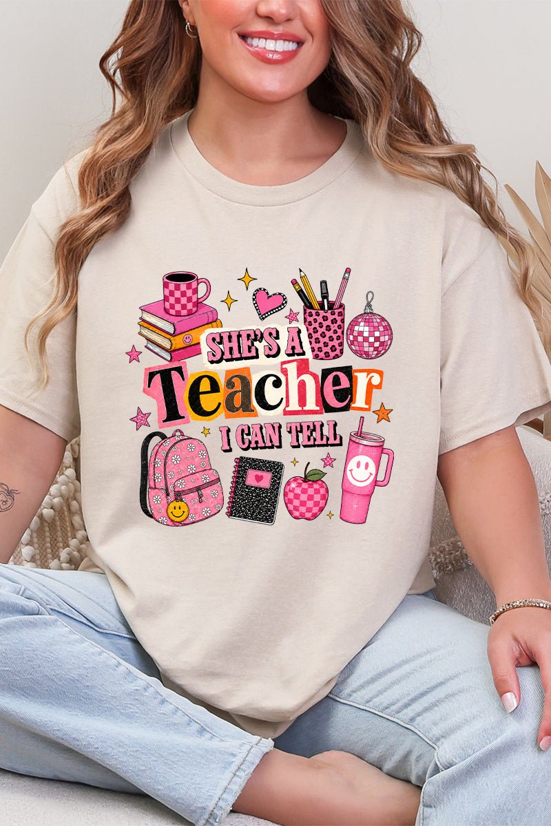 She's A Teacher I Can Tell Short Sleeve Relaxed Fit T-Shirt - Wholesale Accessory Market