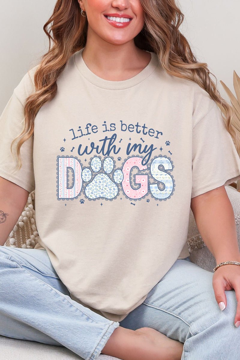 With My Dogs Floral Reverie Short Sleeve Relaxed Fit T-Shirt - Wholesale Accessory Market