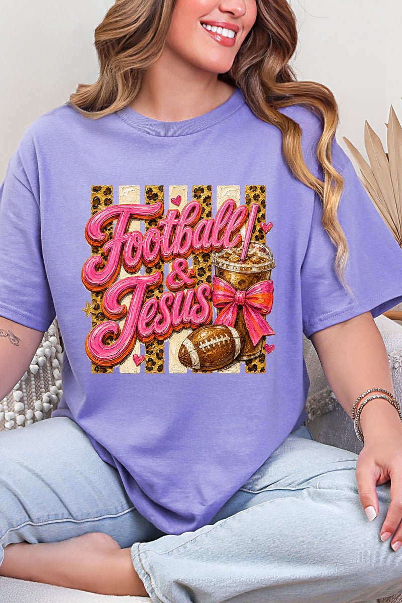 Pink Painted Football & Jesus Short Sleeve Relaxed Fit T-Shirt - Wholesale Accessory Market