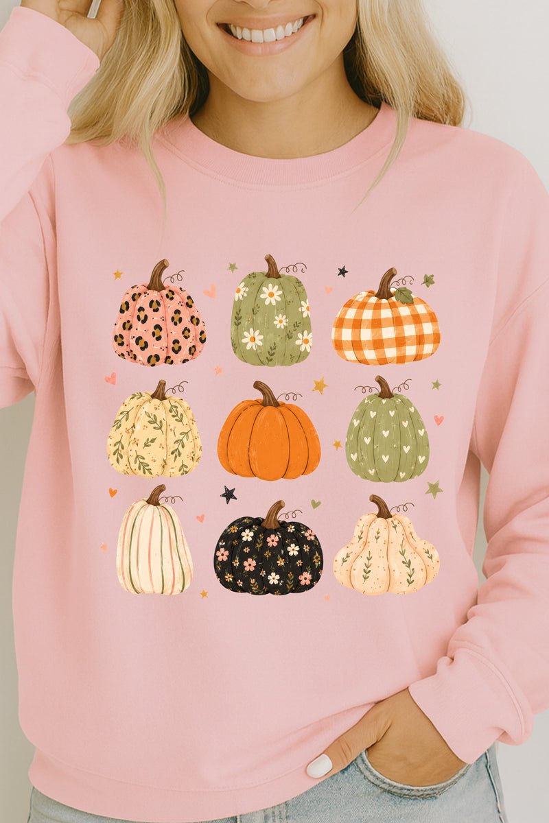 Patchwork Pumpkin Parade Heavy Cotton Long Sleeve Adult T-Shirt - Wholesale Accessory Market