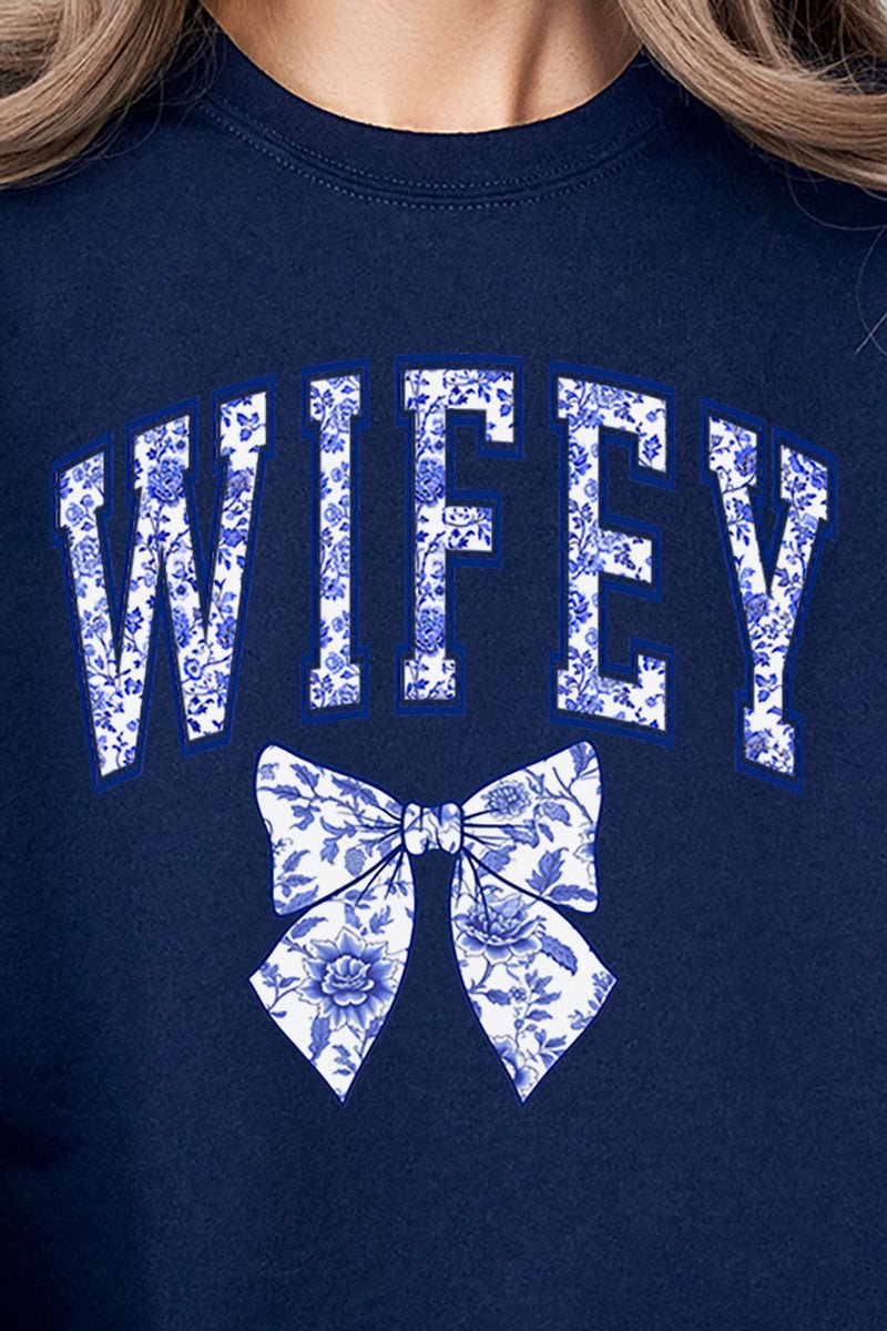 Arched Wifey Blue Chinoiserie Unisex NuBlend Crew Sweatshirt - Wholesale Accessory Market