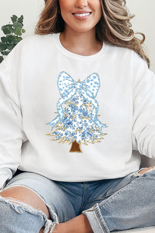 Blue Chinoiserie Tree Unisex NuBlend Crew Sweatshirt - Wholesale Accessory Market
