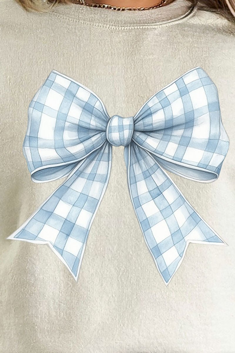 Blue Gingham Bow Unisex NuBlend Crew Sweatshirt - Wholesale Accessory Market