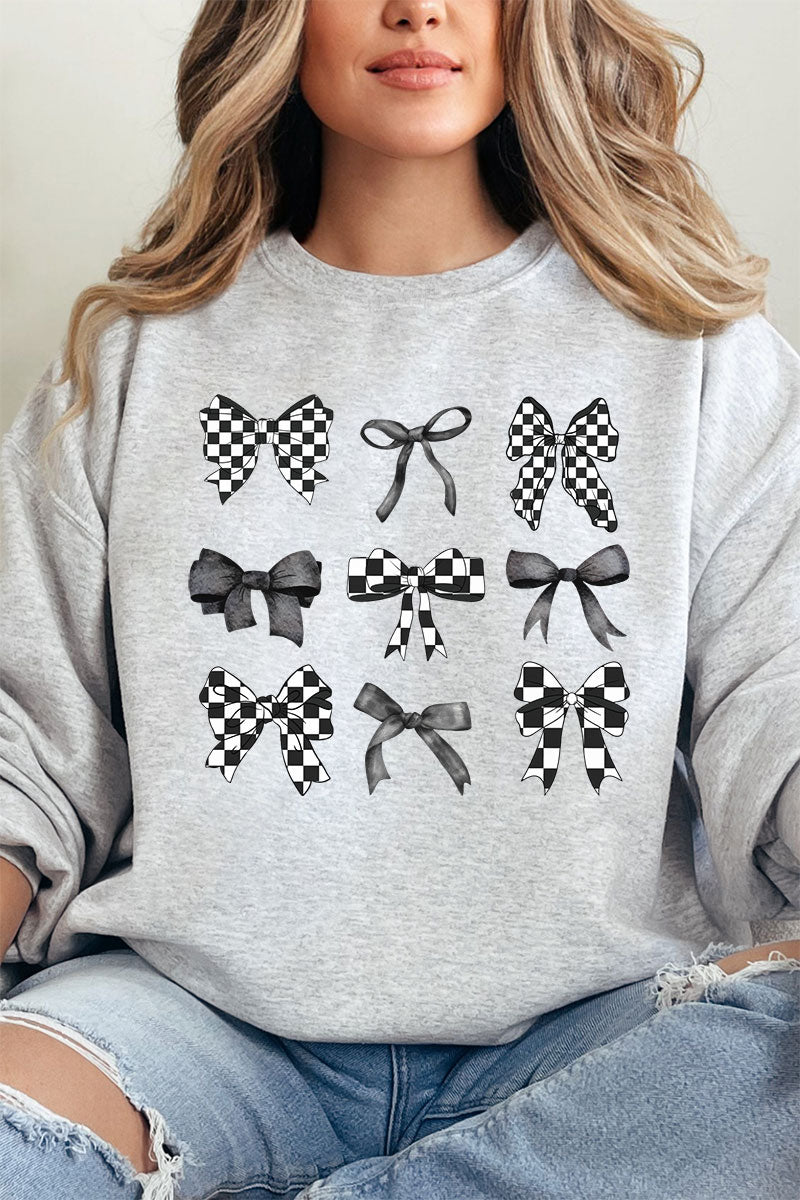 Checkered Retro Coquette Bows Unisex NuBlend Crew Sweatshirt - Wholesale Accessory Market