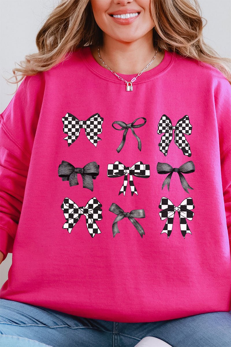 Checkered Retro Coquette Bows Unisex NuBlend Crew Sweatshirt - Wholesale Accessory Market
