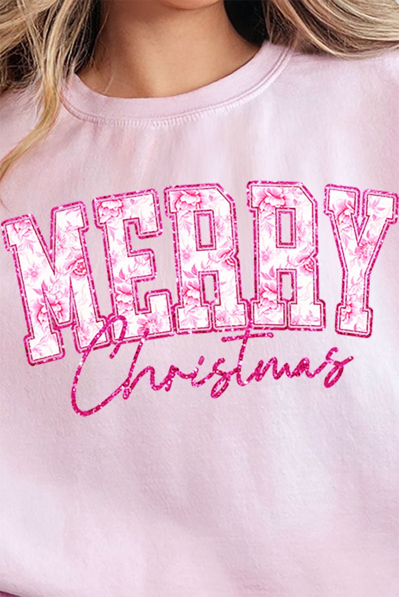 Chinoiserie Pink Merry Christmas Unisex NuBlend Crew Sweatshirt - Wholesale Accessory Market