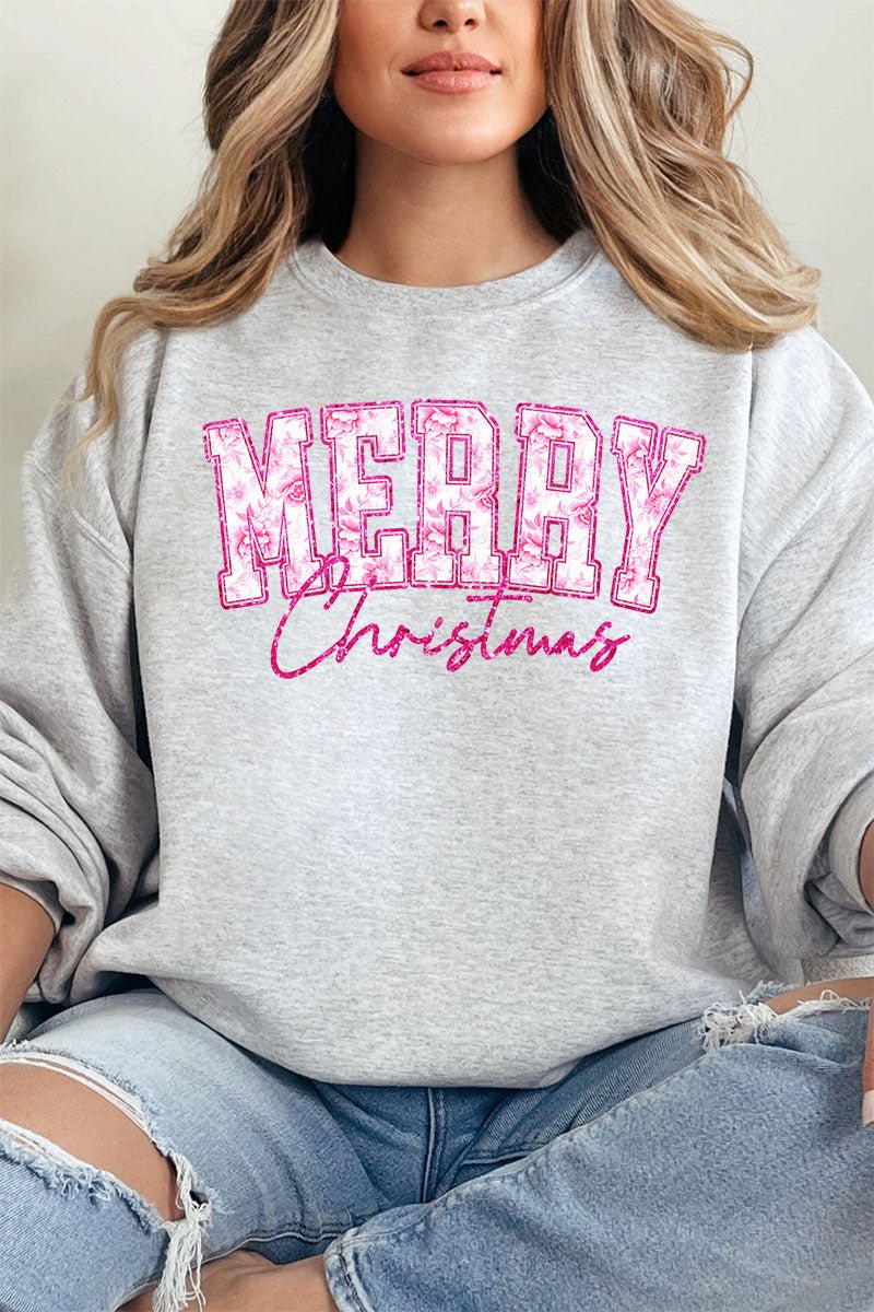Chinoiserie Pink Merry Christmas Unisex NuBlend Crew Sweatshirt - Wholesale Accessory Market