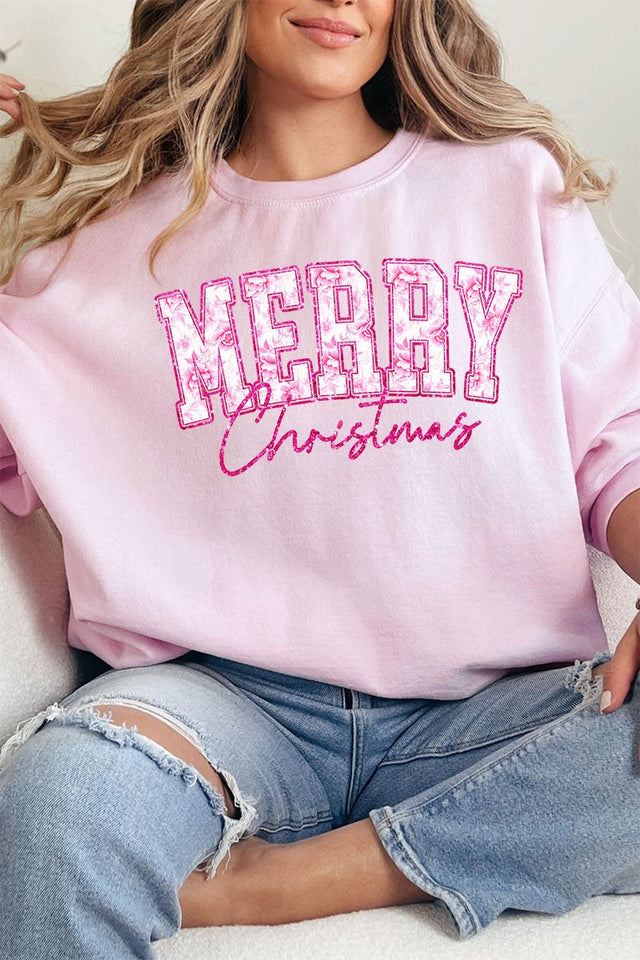 Chinoiserie Pink Merry Christmas Unisex NuBlend Crew Sweatshirt - Wholesale Accessory Market