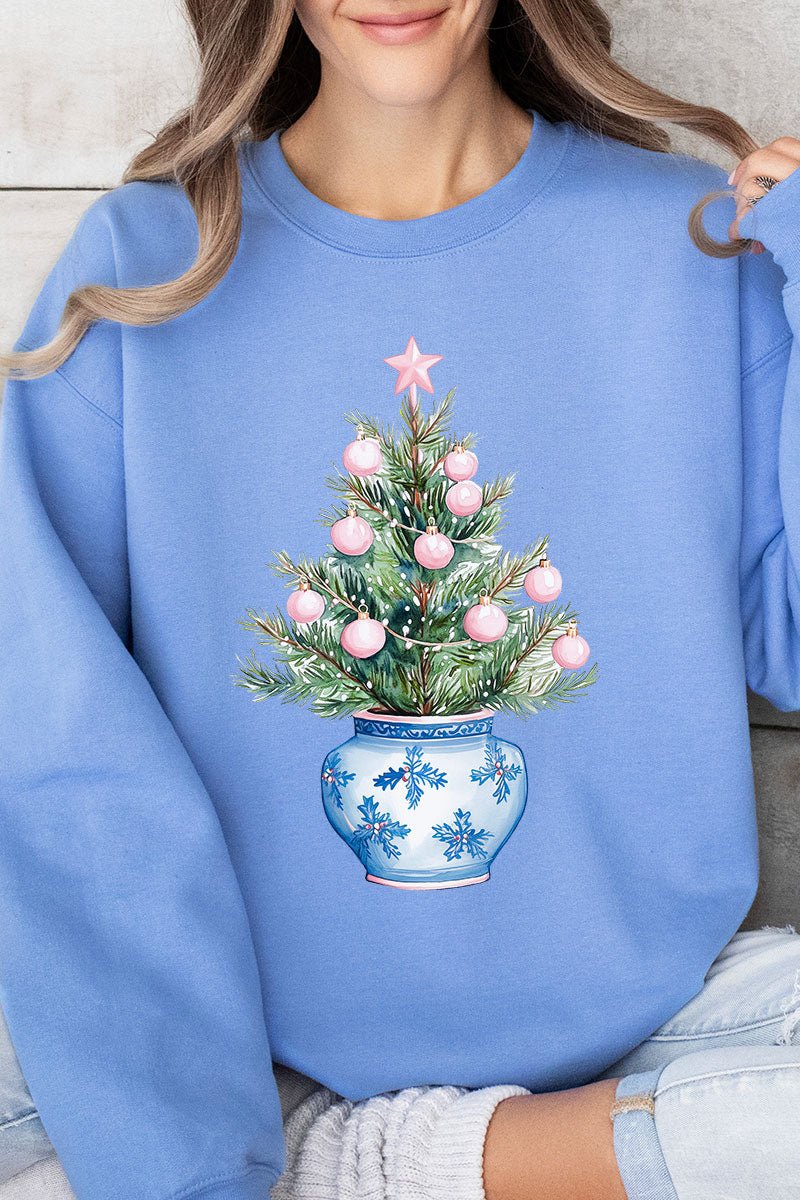 Chinoiserie Pink Ornament Tree Unisex NuBlend Crew Sweatshirt - Wholesale Accessory Market