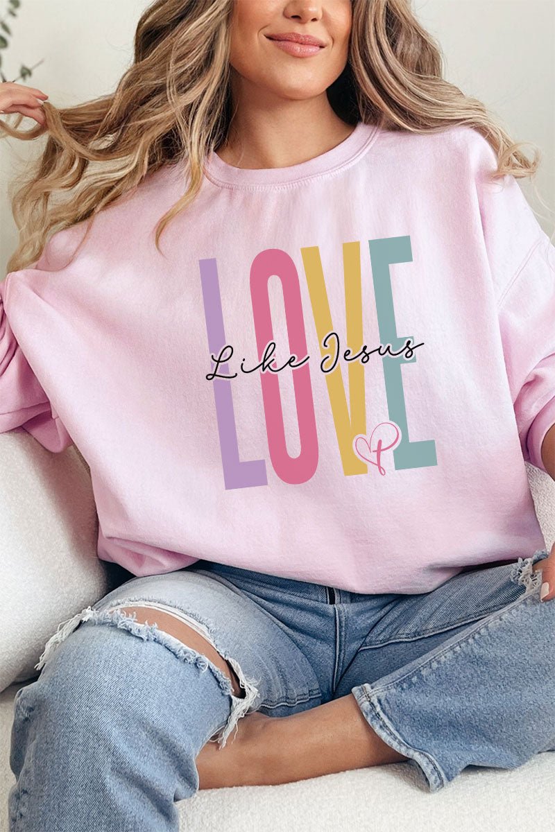 Colorblock Love Like Jesus Unisex NuBlend Crew Sweatshirt - Wholesale Accessory Market