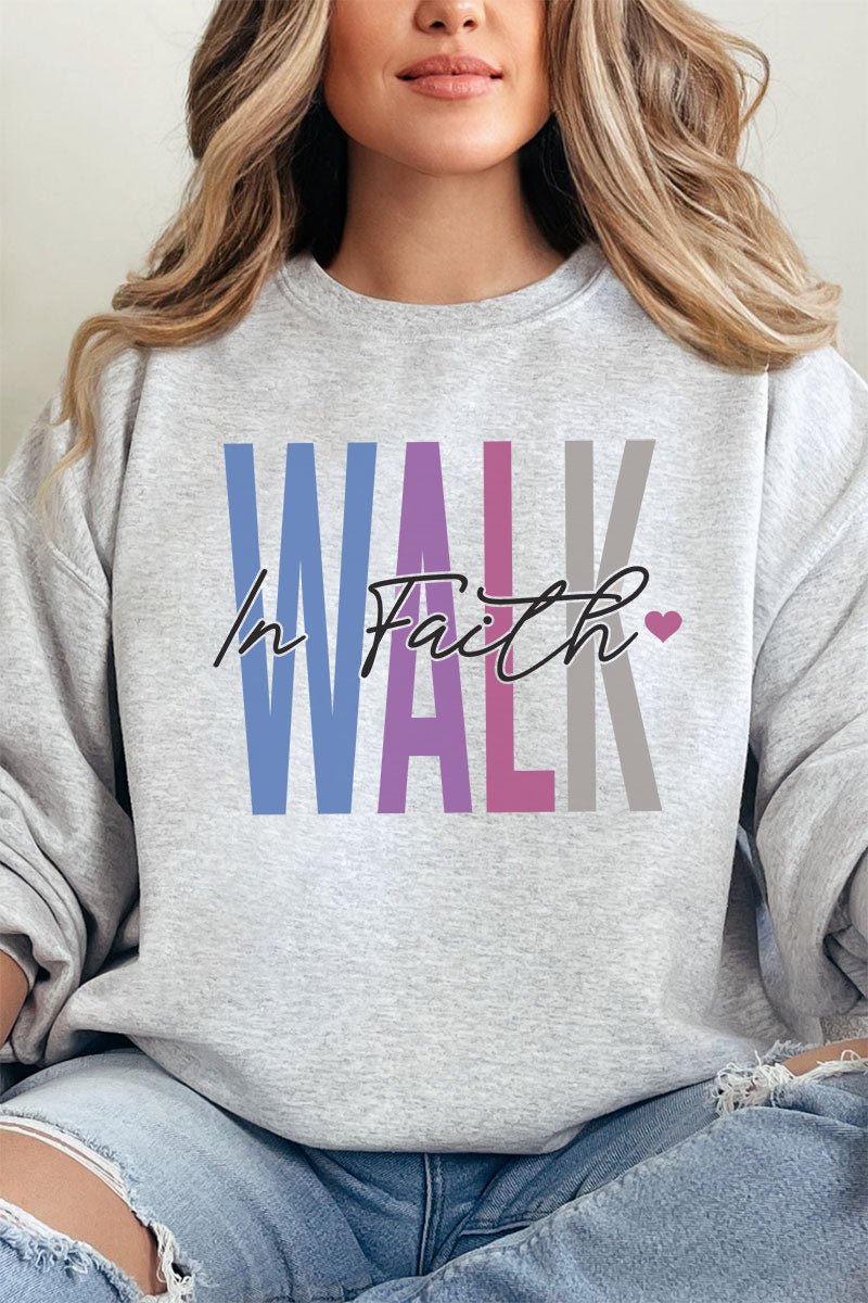 Colorblock Walk In Faith Unisex NuBlend Crew Sweatshirt - Wholesale Accessory Market