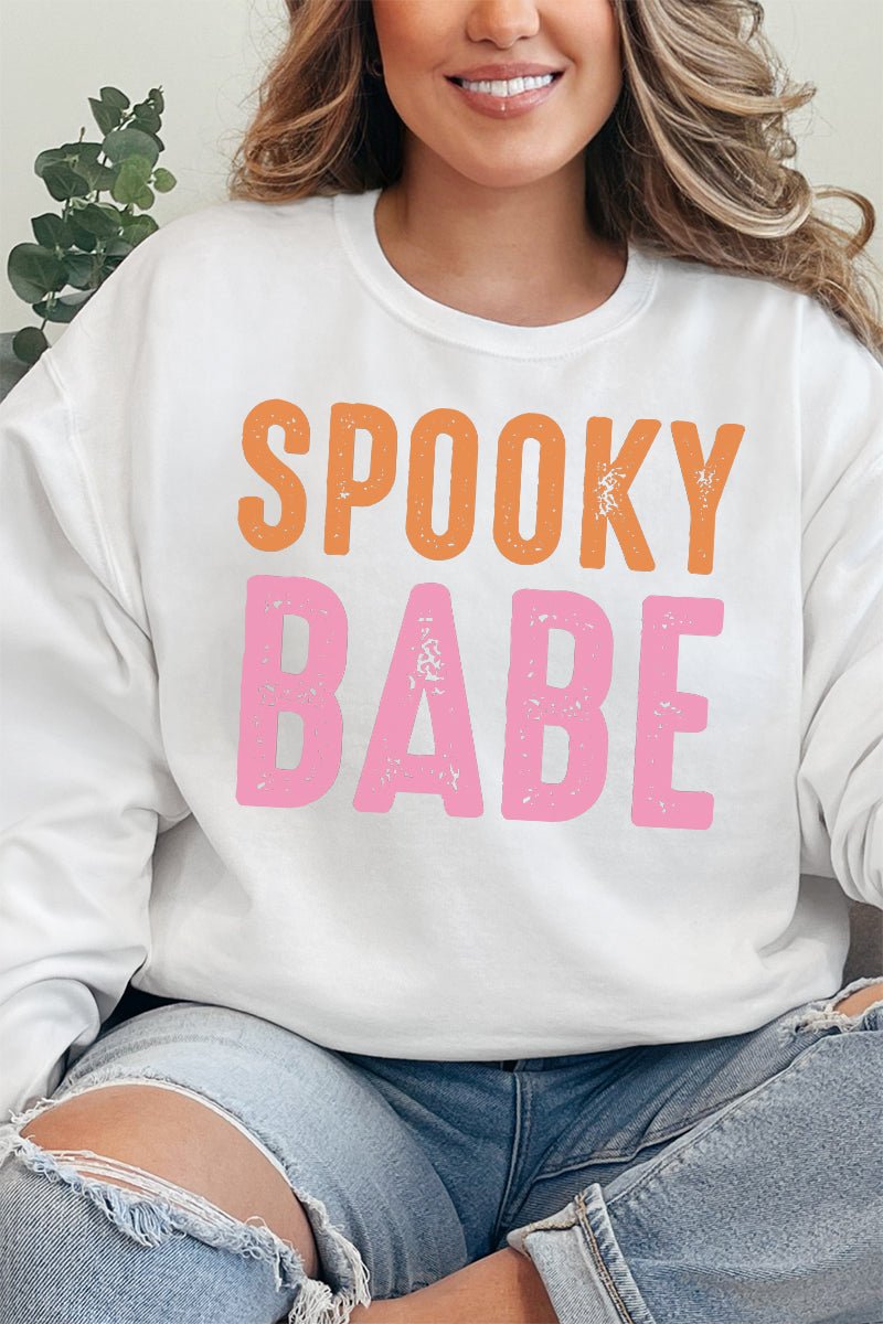 Distressed Spooky Babe Unisex NuBlend Crew Sweatshirt - Wholesale Accessory Market