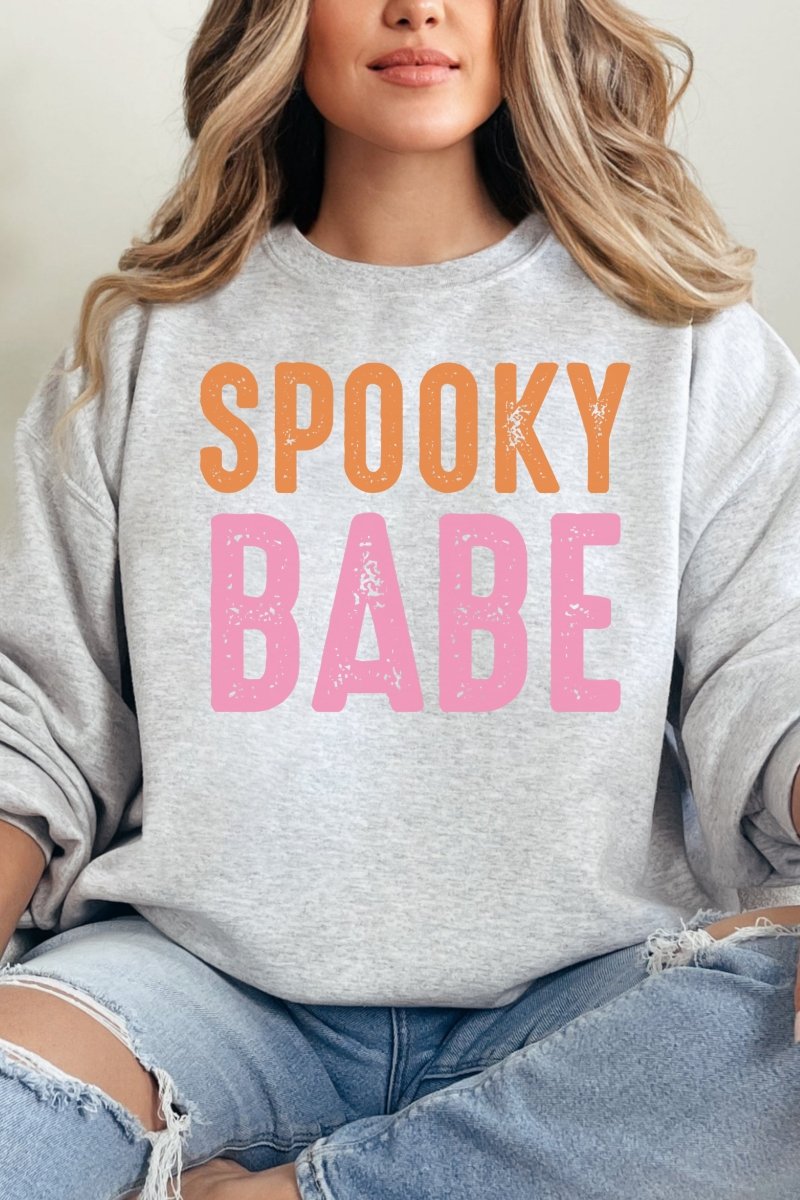 Distressed Spooky Babe Unisex NuBlend Crew Sweatshirt - Wholesale Accessory Market