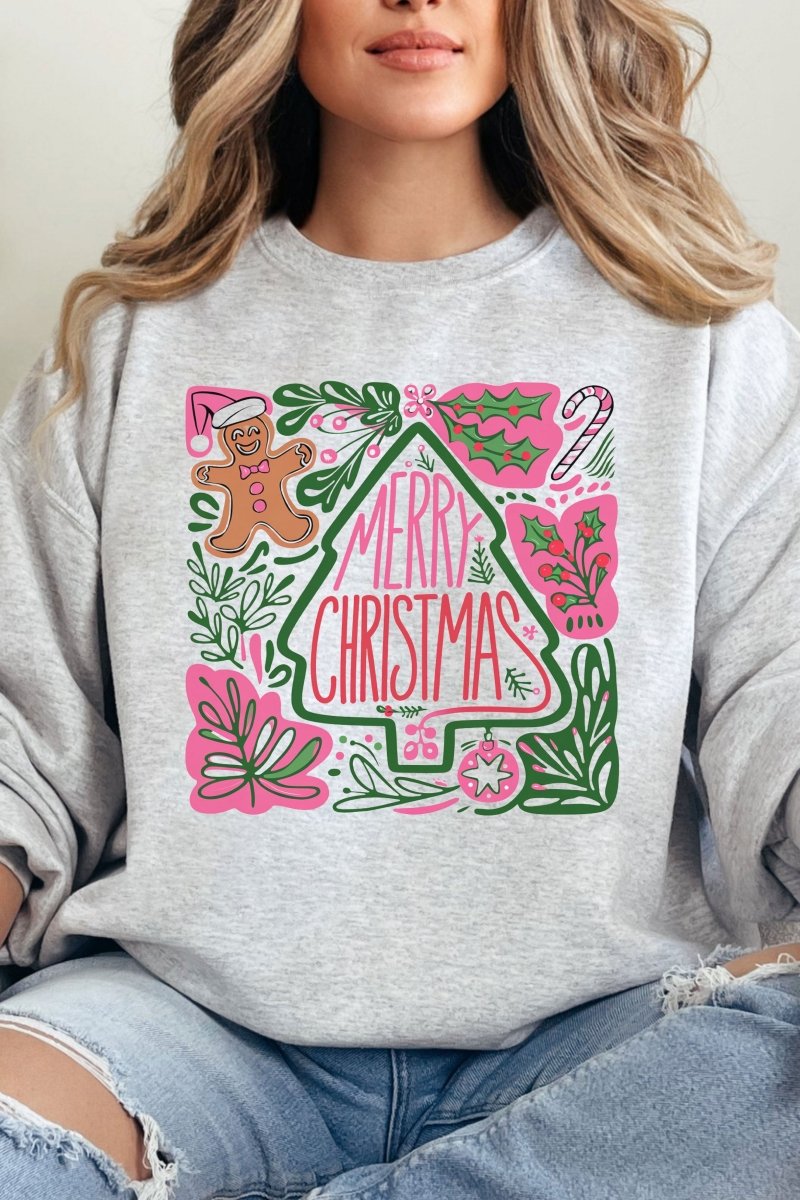 Doodle Merry Christmas Boho Unisex NuBlend Crew Sweatshirt - Wholesale Accessory Market