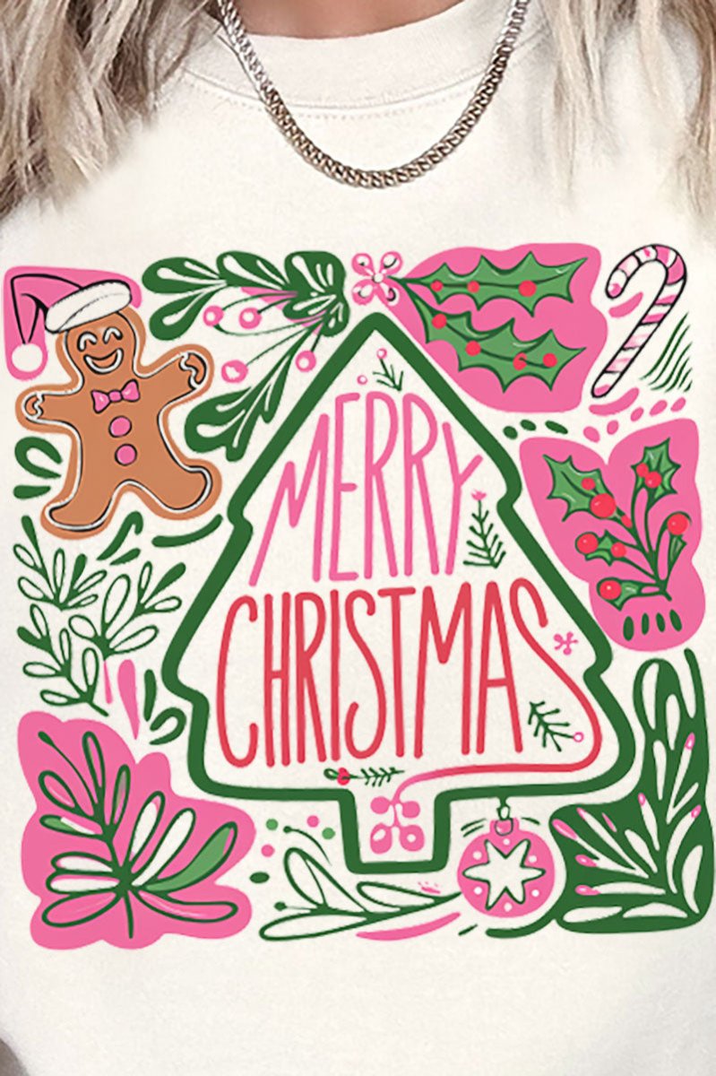 Doodle Merry Christmas Boho Unisex NuBlend Crew Sweatshirt - Wholesale Accessory Market