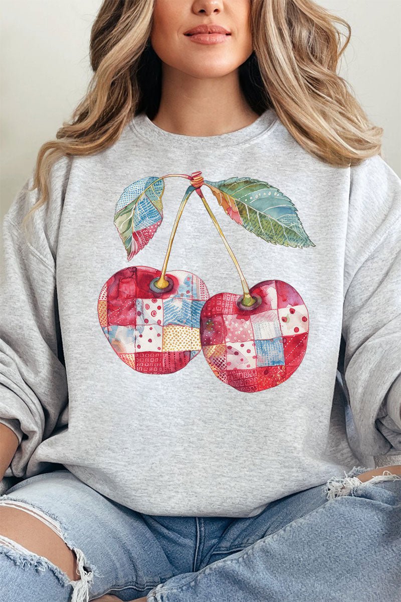 Faux Patchwork Cherries Unisex NuBlend Crew Sweatshirt - Wholesale Accessory Market