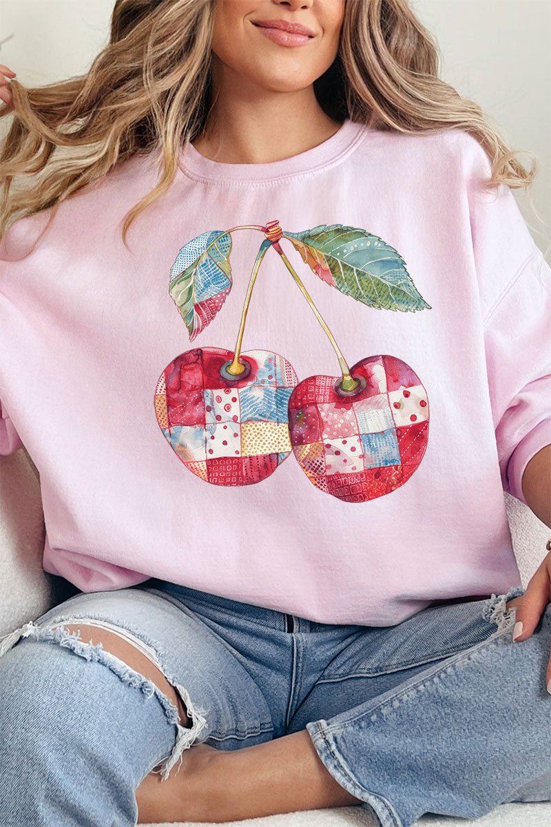 Faux Patchwork Cherries Unisex NuBlend Crew Sweatshirt - Wholesale Accessory Market
