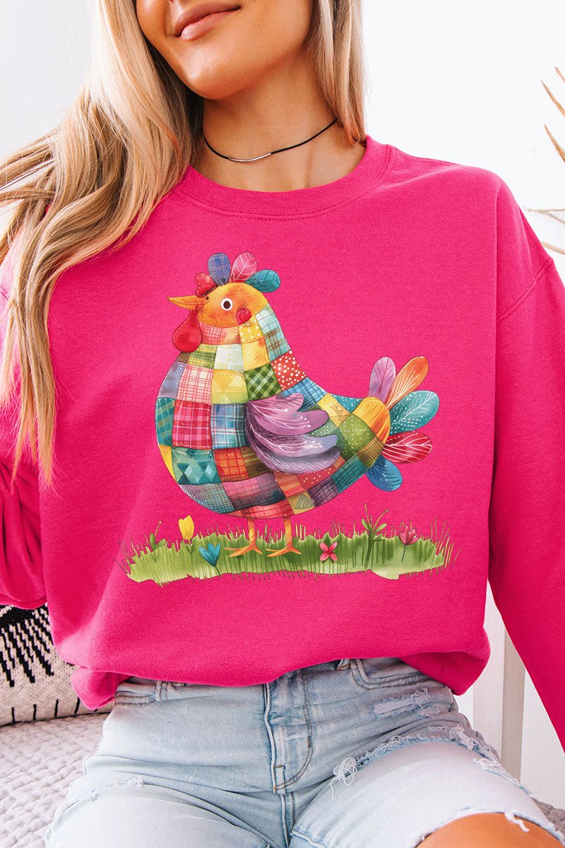 Faux Patchwork Chicken Unisex NuBlend Crew Sweatshirt - Wholesale Accessory Market