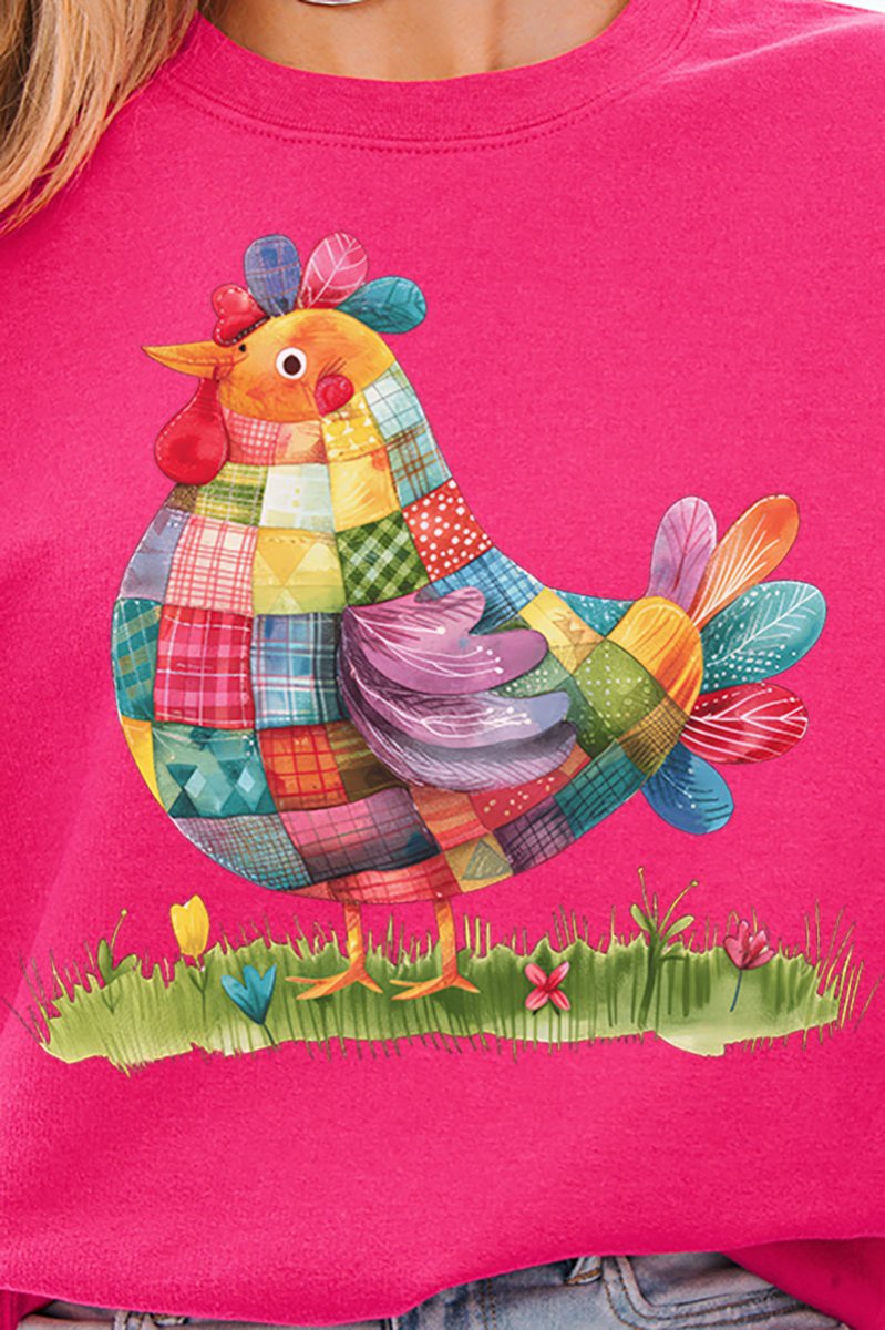 Faux Patchwork Chicken Unisex NuBlend Crew Sweatshirt - Wholesale Accessory Market