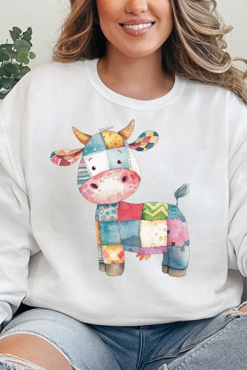 Faux Patchwork Cow Unisex NuBlend Crew Sweatshirt - Wholesale Accessory Market