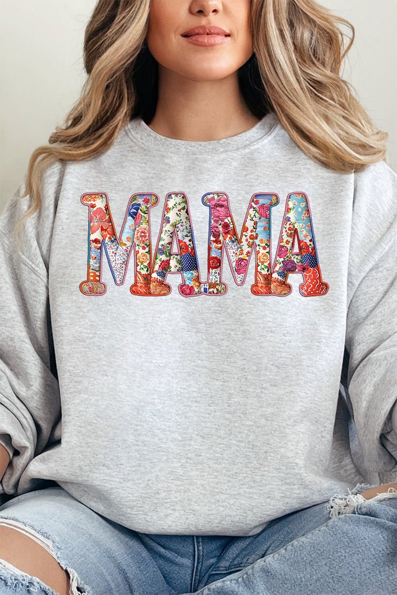 Faux Patchwork Mama Unisex NuBlend Crew Sweatshirt - Wholesale Accessory Market