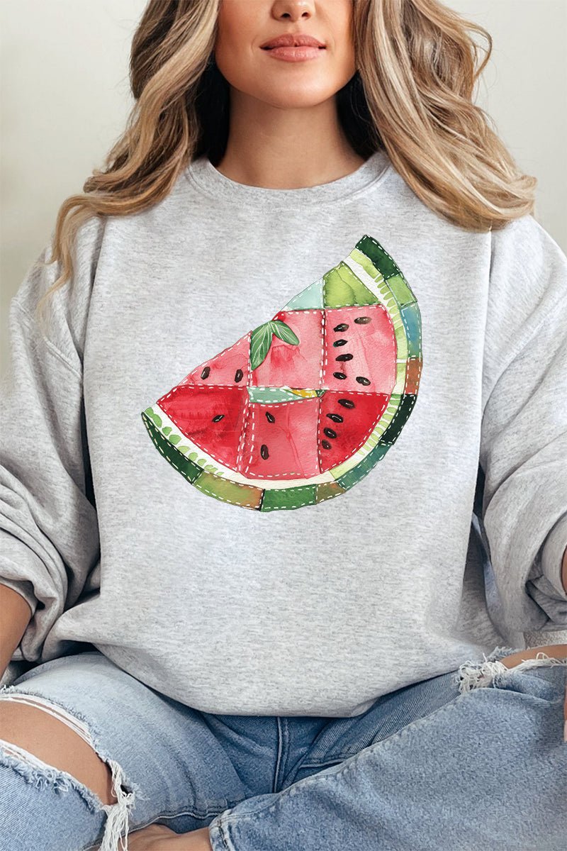 Faux Patchwork Watermelon Unisex NuBlend Crew Sweatshirt - Wholesale Accessory Market