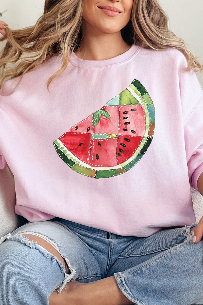 Faux Patchwork Watermelon Unisex NuBlend Crew Sweatshirt - Wholesale Accessory Market