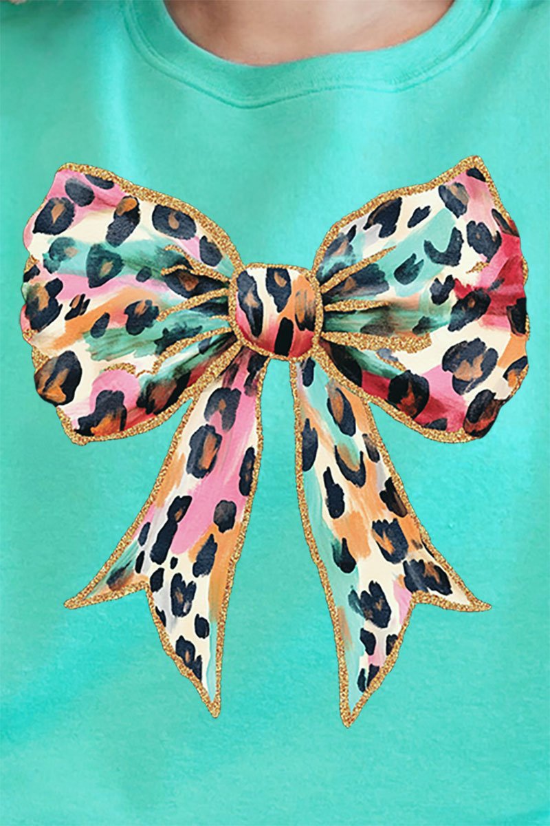 Glitzy Leopard Bow Unisex NuBlend Crew Sweatshirt - Wholesale Accessory Market
