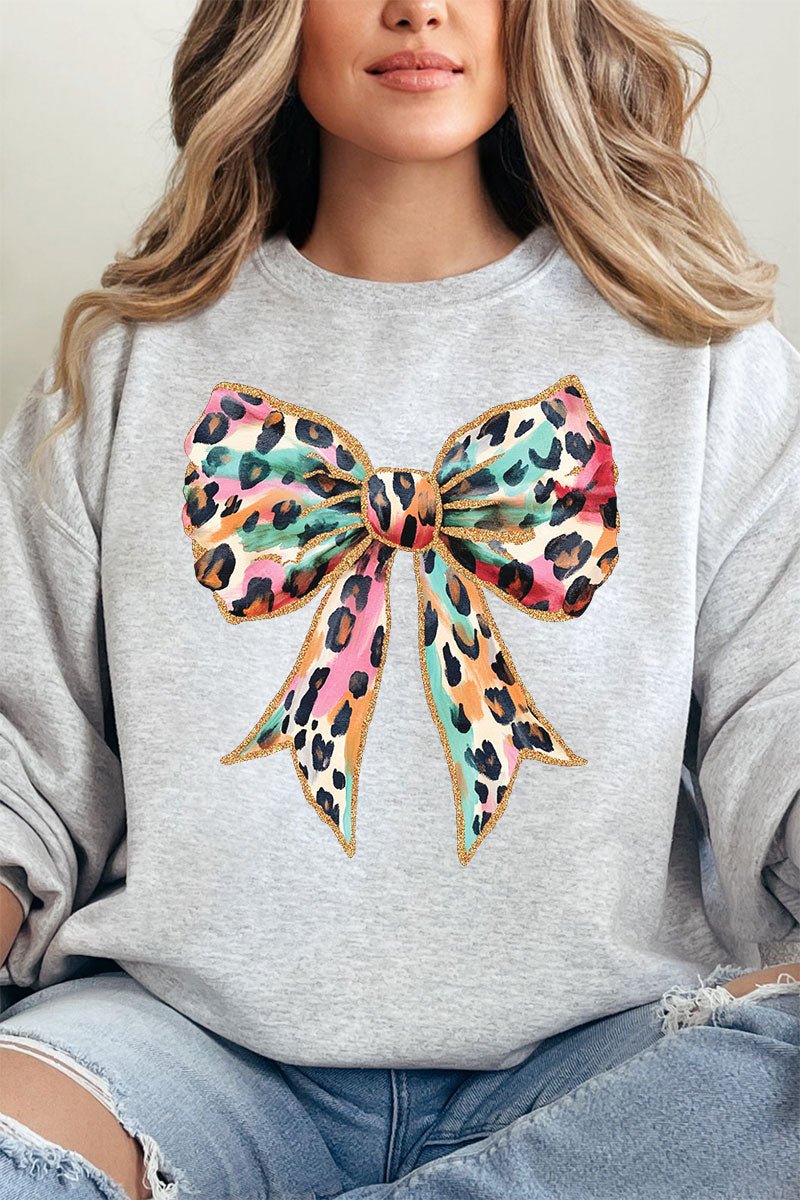 Glitzy Leopard Bow Unisex NuBlend Crew Sweatshirt - Wholesale Accessory Market