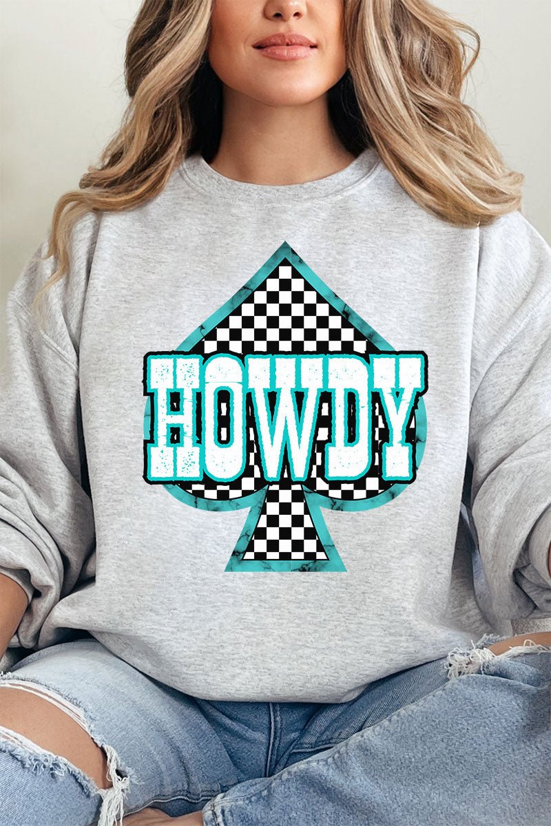 Howdy Checkered Spade Unisex NuBlend Crew Sweatshirt - Wholesale Accessory Market