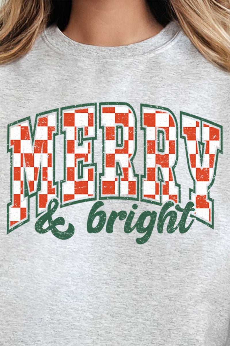 Merry And Bright Checkered Unisex NuBlend Crew Sweatshirt - Wholesale Accessory Market