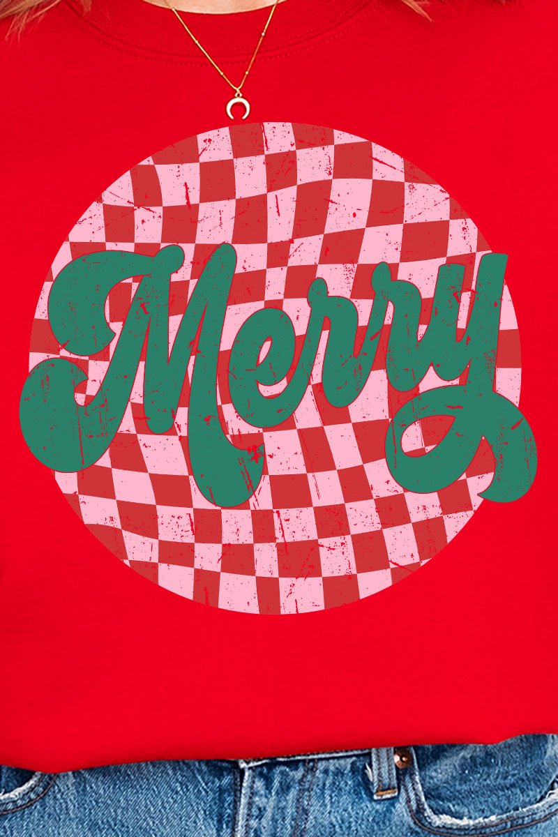 Merry Retro Check Unisex NuBlend Crew Sweatshirt - Wholesale Accessory Market