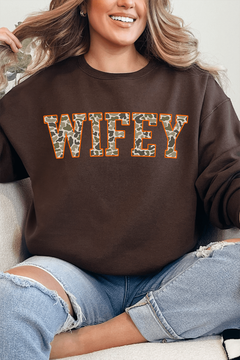 Orange Wifey Camo Unisex NuBlend Crew Sweatshirt - Wholesale Accessory Market