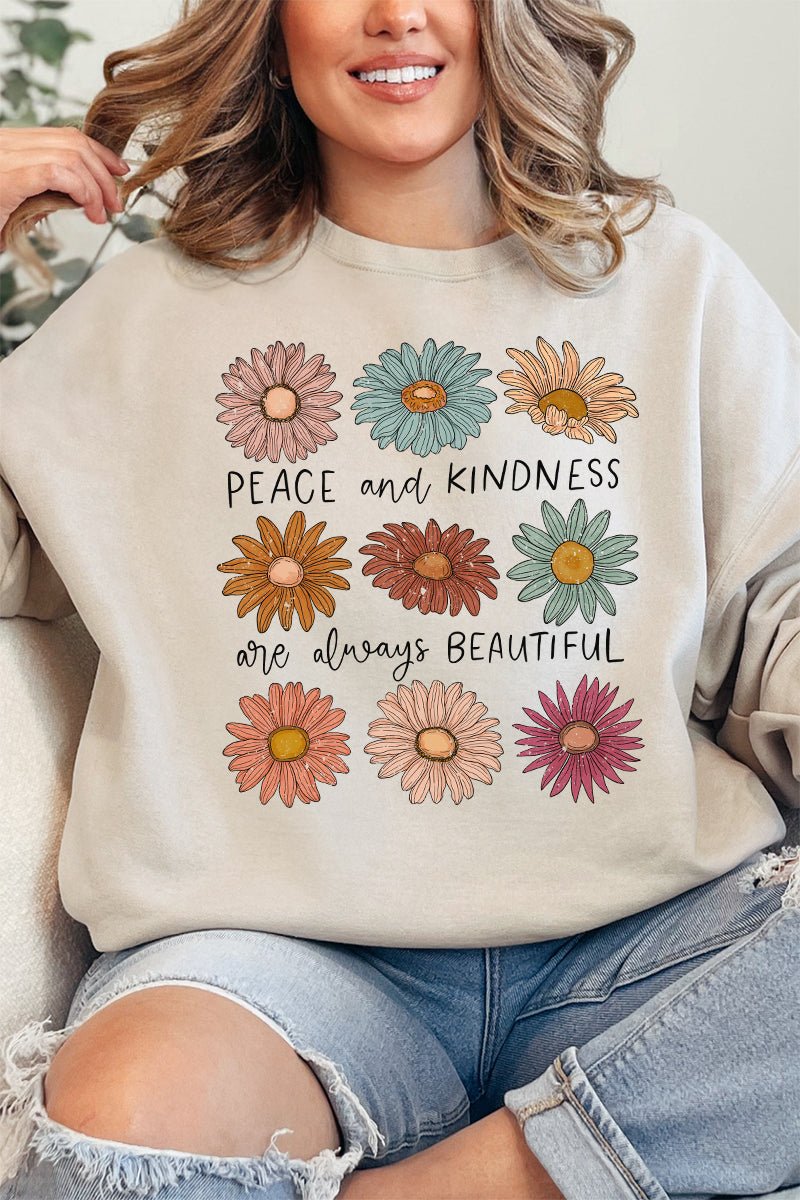 Peace and Kindness Daisy Unisex NuBlend Crew Sweatshirt - Wholesale Accessory Market
