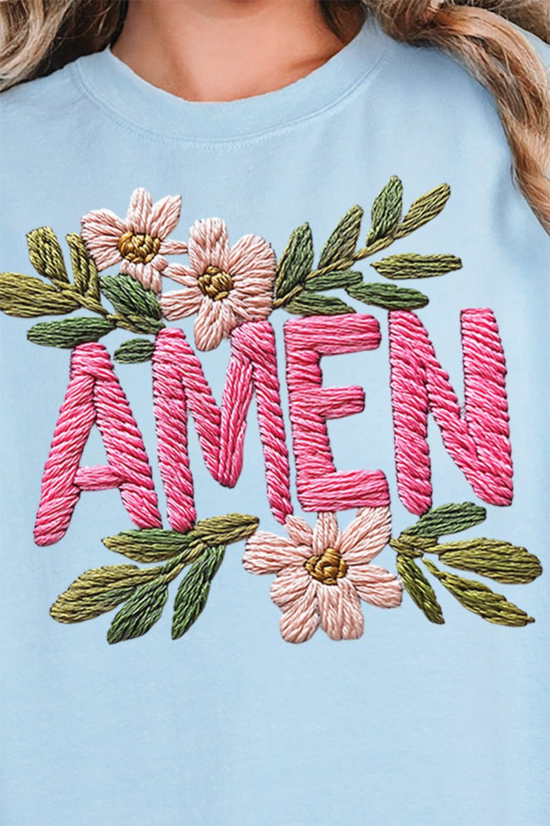 Pink Amen Faux Embroidery Unisex NuBlend Crew Sweatshirt - Wholesale Accessory Market