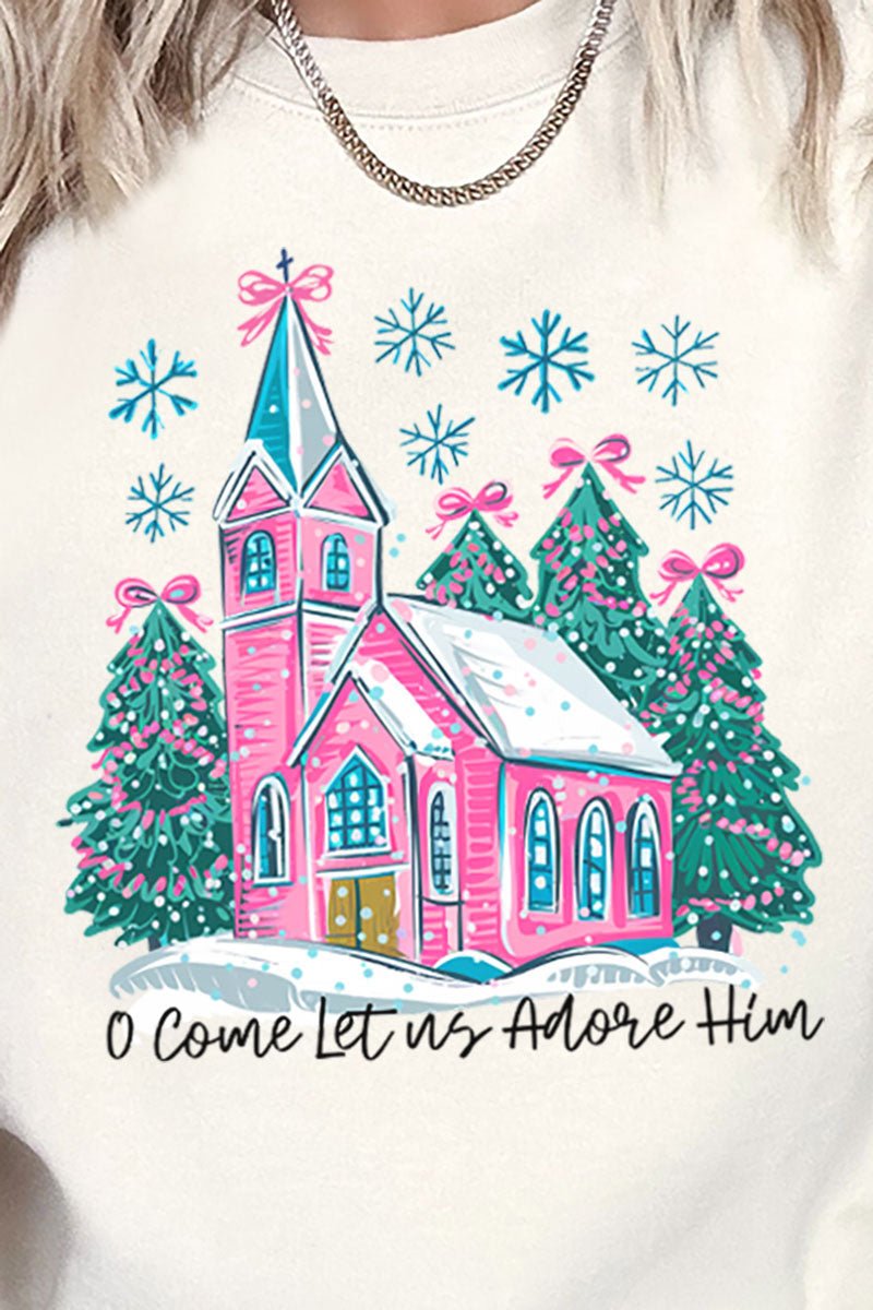 Pink Church Come Let Us Adore Him Unisex NuBlend Crew Sweatshirt - Wholesale Accessory Market