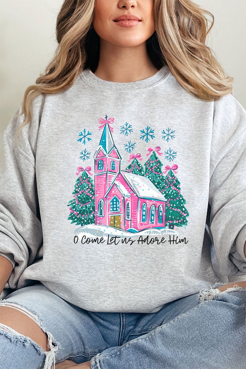 Pink Church Come Let Us Adore Him Unisex NuBlend Crew Sweatshirt - Wholesale Accessory Market