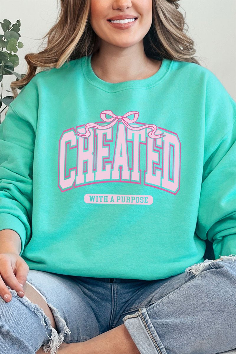 Pink Created With A Purpose Unisex NuBlend Crew Sweatshirt - Wholesale Accessory Market