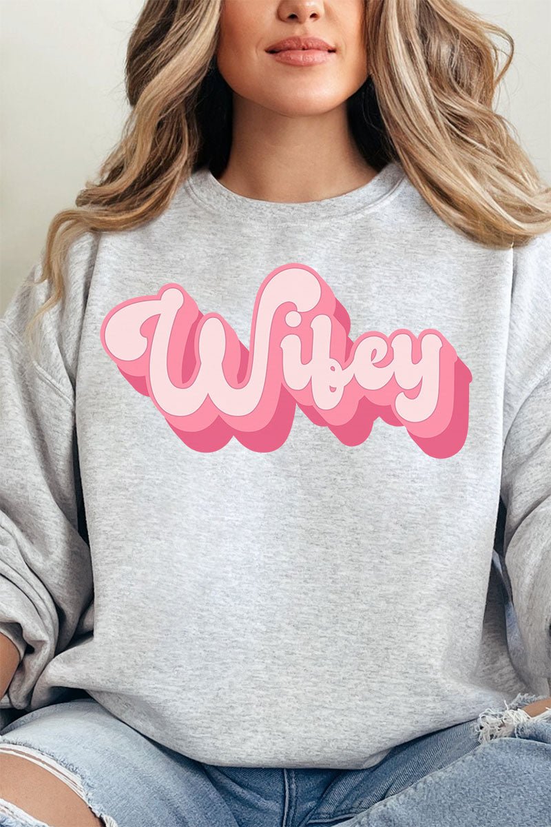 Pink Retro Wifey Unisex NuBlend Crew Sweatshirt - Wholesale Accessory Market