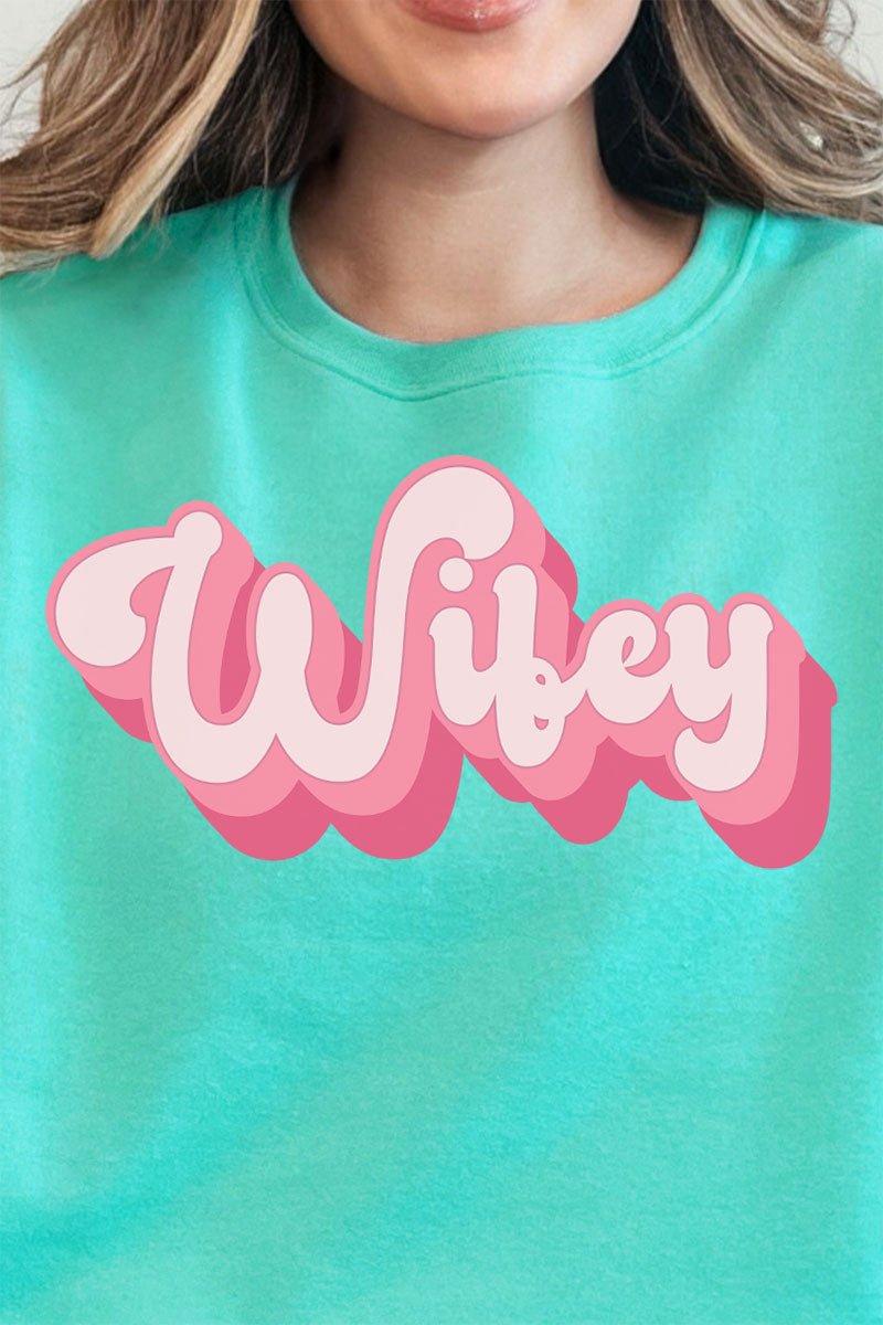 Pink Retro Wifey Unisex NuBlend Crew Sweatshirt - Wholesale Accessory Market