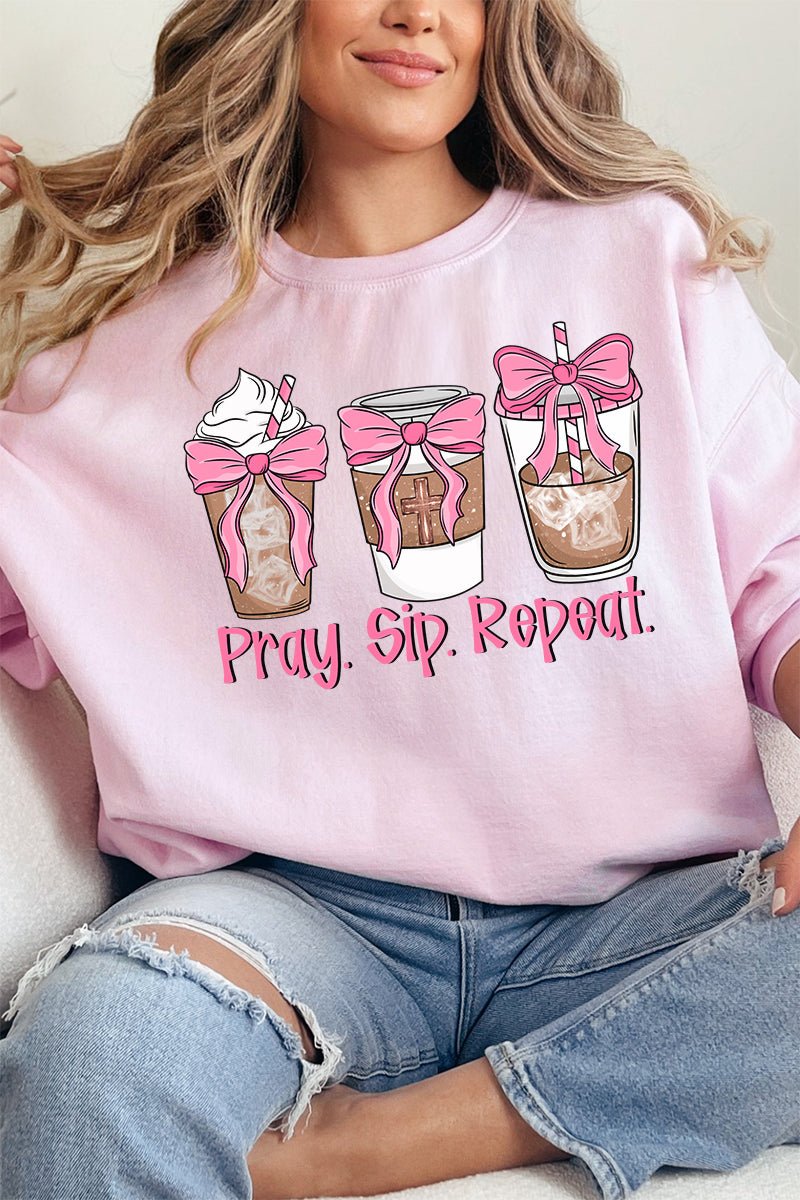 Pray Sip Repeat Unisex NuBlend Crew Sweatshirt - Wholesale Accessory Market