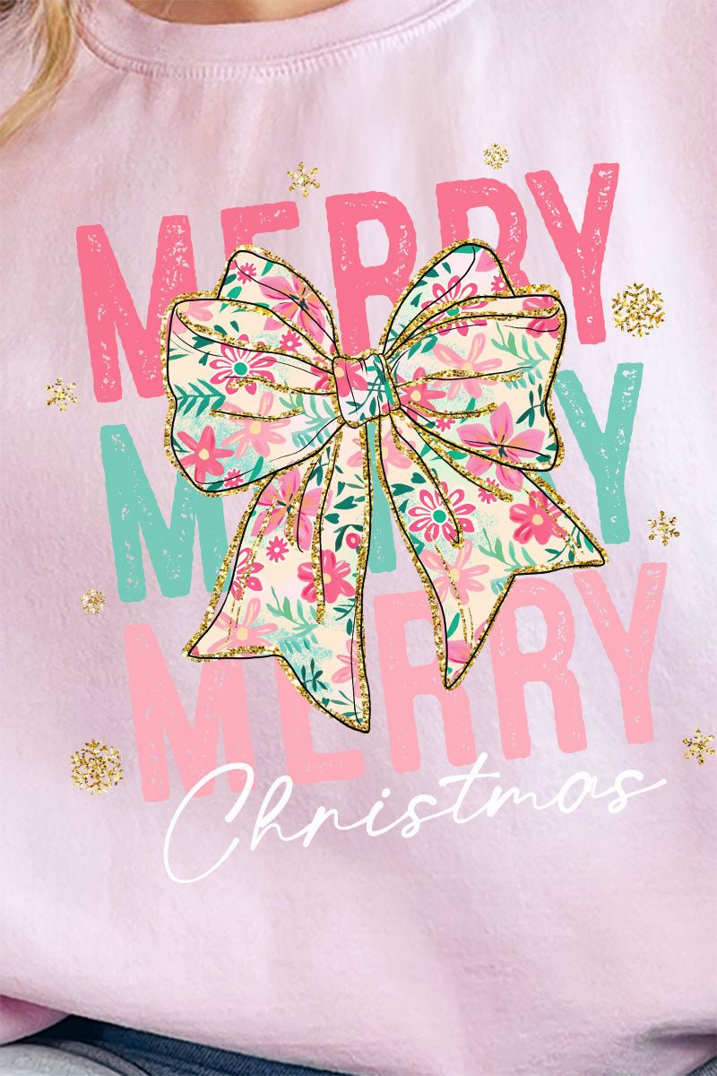 Preppy Blossom Merry Christmas Unisex NuBlend Crew Sweatshirt - Wholesale Accessory Market