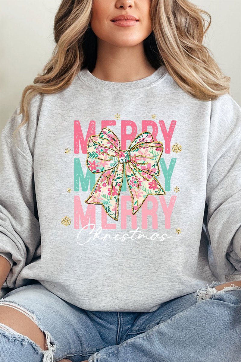 Preppy Blossom Merry Christmas Unisex NuBlend Crew Sweatshirt - Wholesale Accessory Market