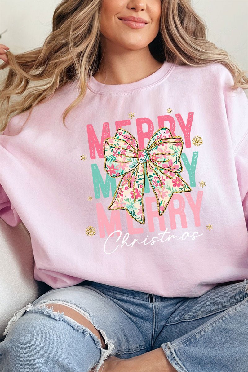 Preppy Blossom Merry Christmas Unisex NuBlend Crew Sweatshirt - Wholesale Accessory Market