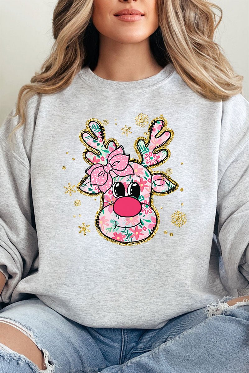 Preppy Blossom Reindeer Unisex NuBlend Crew Sweatshirt - Wholesale Accessory Market