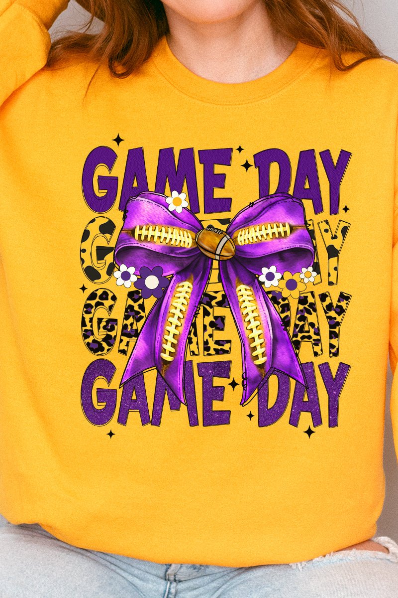 Purple & Gold Stacked Gameday Unisex NuBlend Crew Sweatshirt - Wholesale Accessory Market
