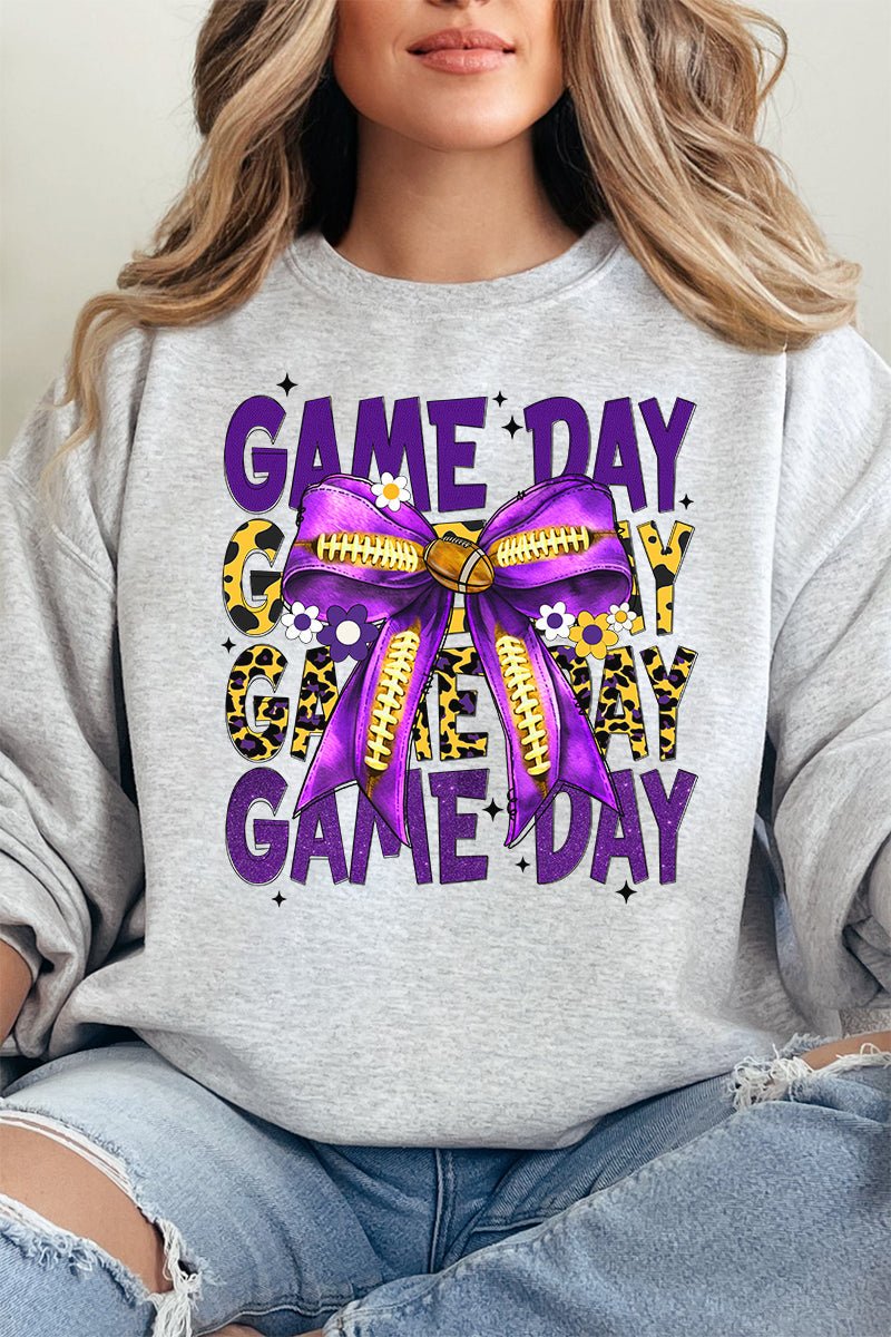 Purple & Gold Stacked Gameday Unisex NuBlend Crew Sweatshirt - Wholesale Accessory Market