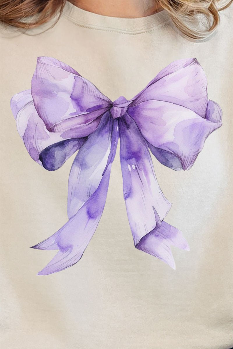 Purple Watercolor Bow Unisex NuBlend Crew Sweatshirt - Wholesale Accessory Market